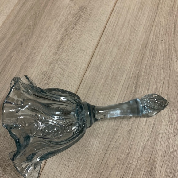 Fenton Light Blue Paisley & Swirl Design Glass Bell. 6 1/2” H w/ a 4” Opening. - Picture 8 of 9